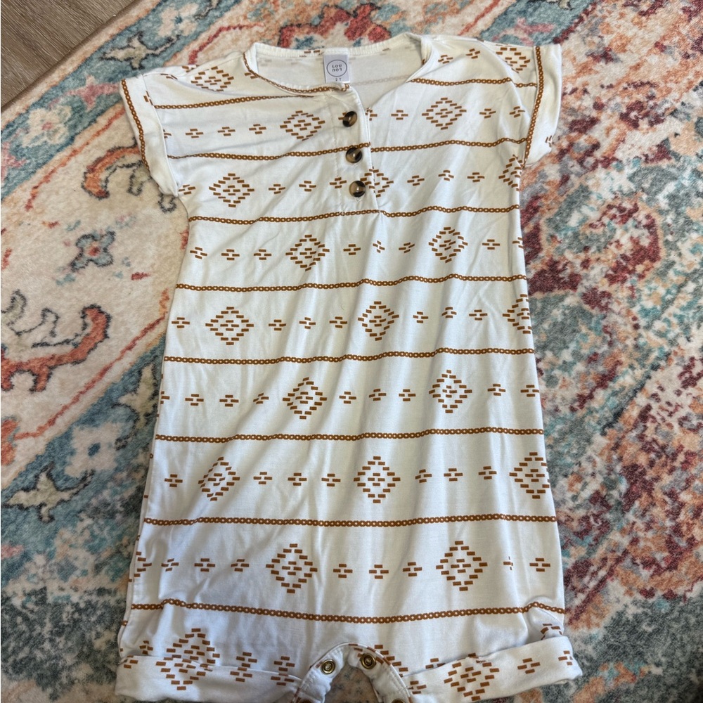 Lou Lou & Company Cream and Brown Patterned Bodysuit